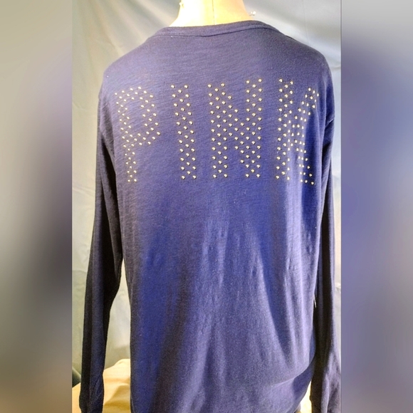Victoria Secret Pink Studded  Large Lace Up Long Sleeve T Shirt - Picture 2 of 4